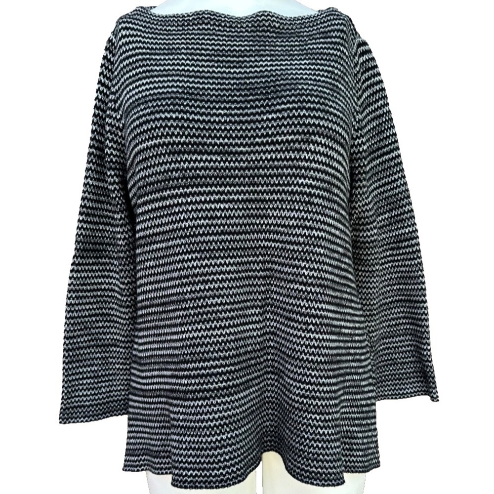 Eight Eight Eight Womens L Black White Chevron Cotton Tunic Sweater Knit Capsule